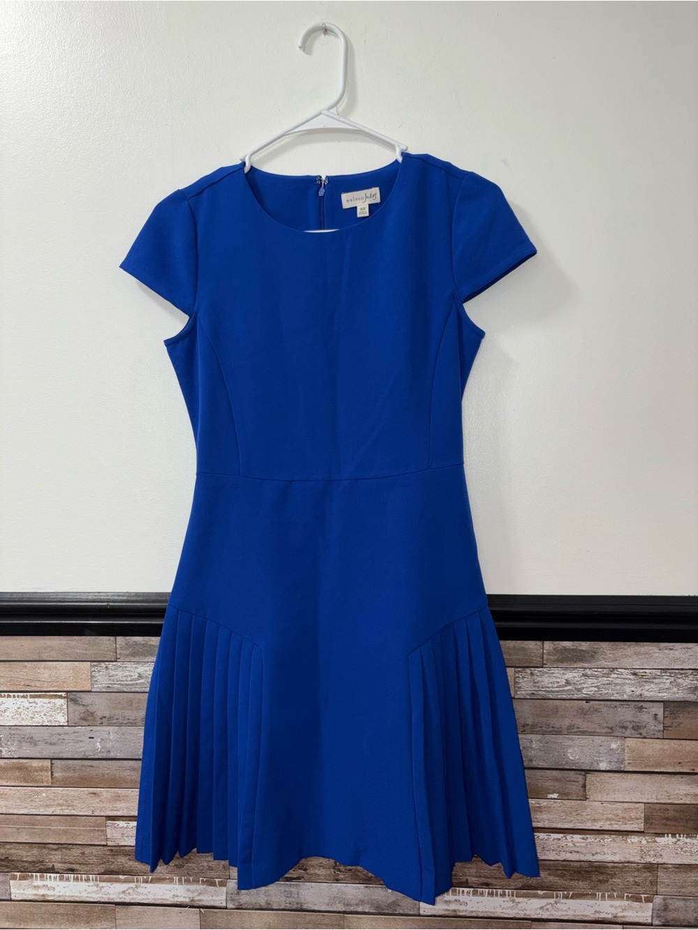 Maison Jules Royal Blue Cap-Sleeve Pleated Mini Dress Size XS